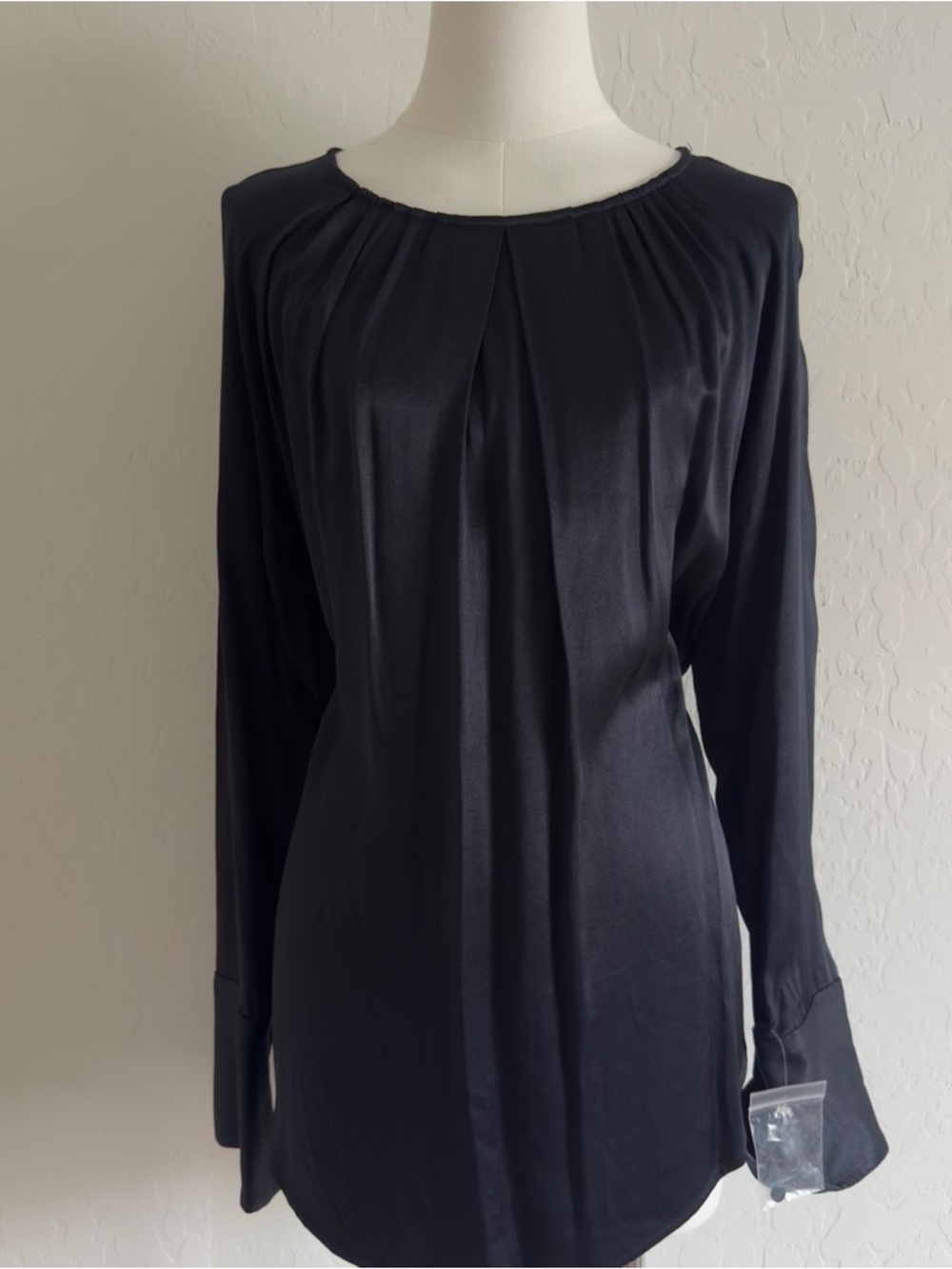 Bonds Black Long Sleeve Satin Front Top